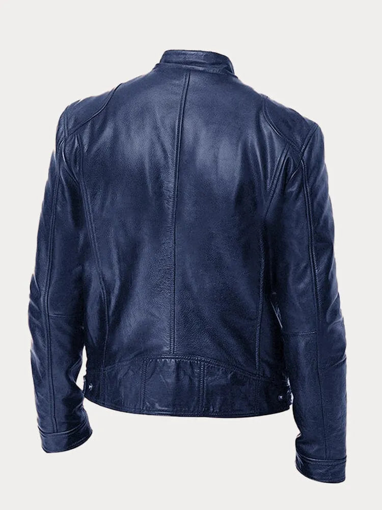 Veste Homme Similicuir – Fermeture Zippée Col Montant | Style Moderne Casual Automne Hiver