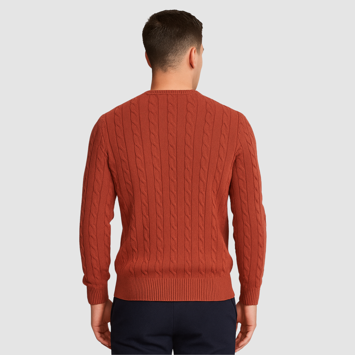 Pull Homme Maille Torsadée – Col Rond Style Polo Chaud | Élégance Casual Automne Hiver