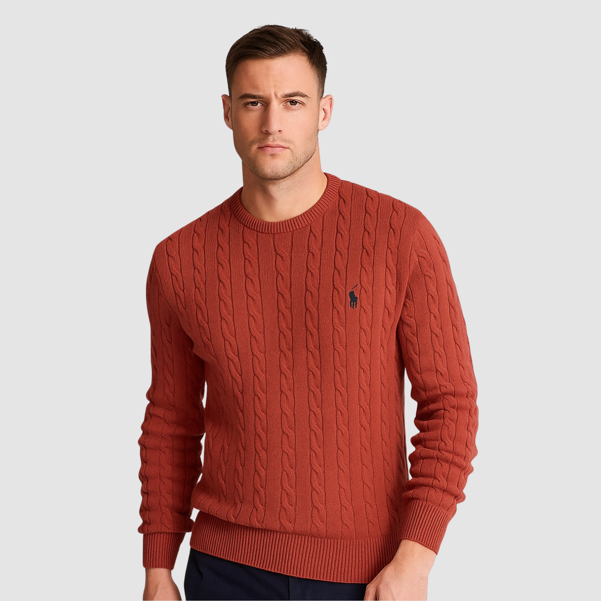 Pull Homme Maille Torsadée – Col Rond Style Polo Chaud | Élégance Casual Automne Hiver