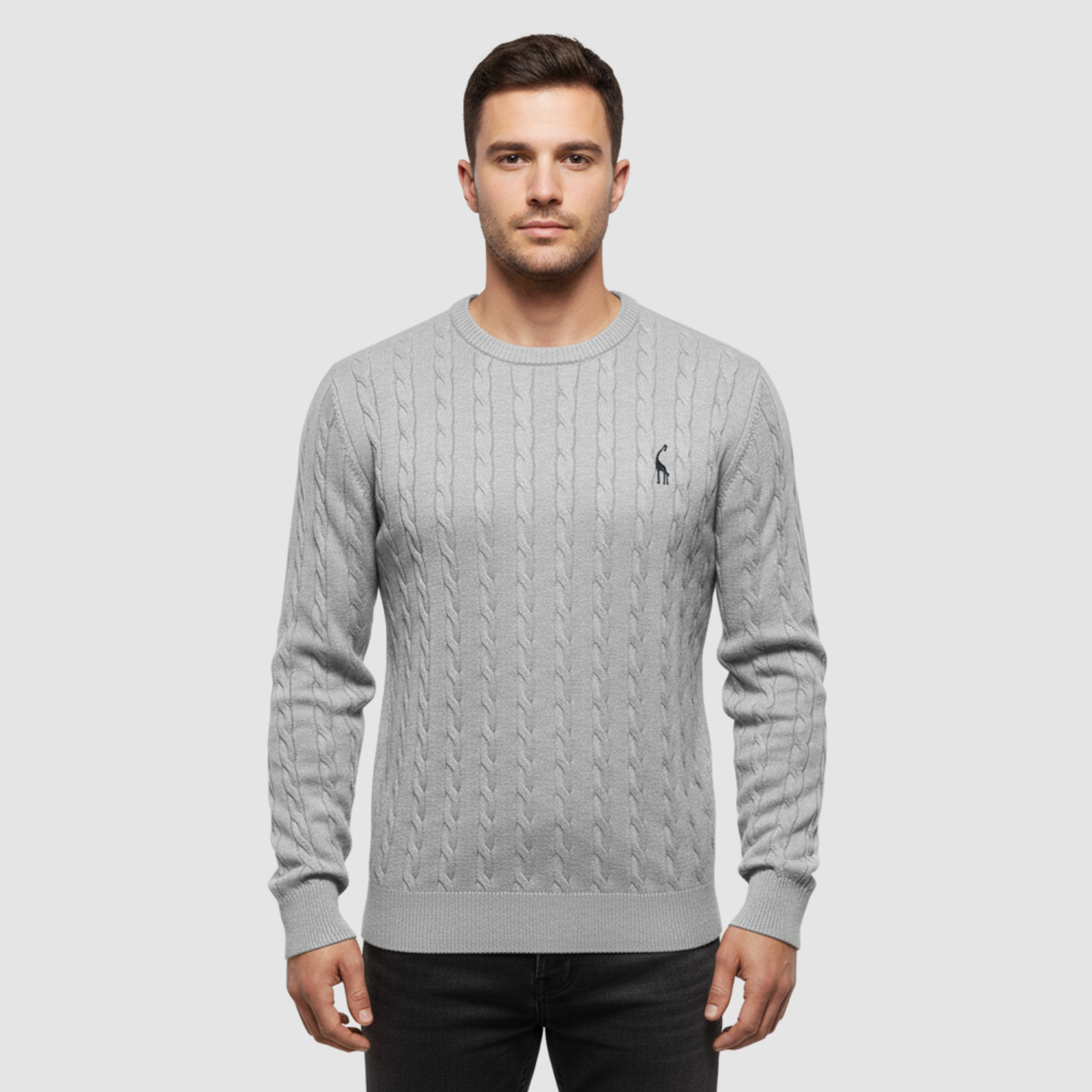 Pull Homme Maille Torsadée – Col Rond Style Polo Chaud | Élégance Casual Automne Hiver