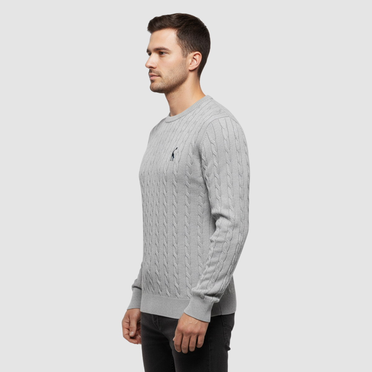 Pull Homme Maille Torsadée – Col Rond Style Polo Chaud | Élégance Casual Automne Hiver