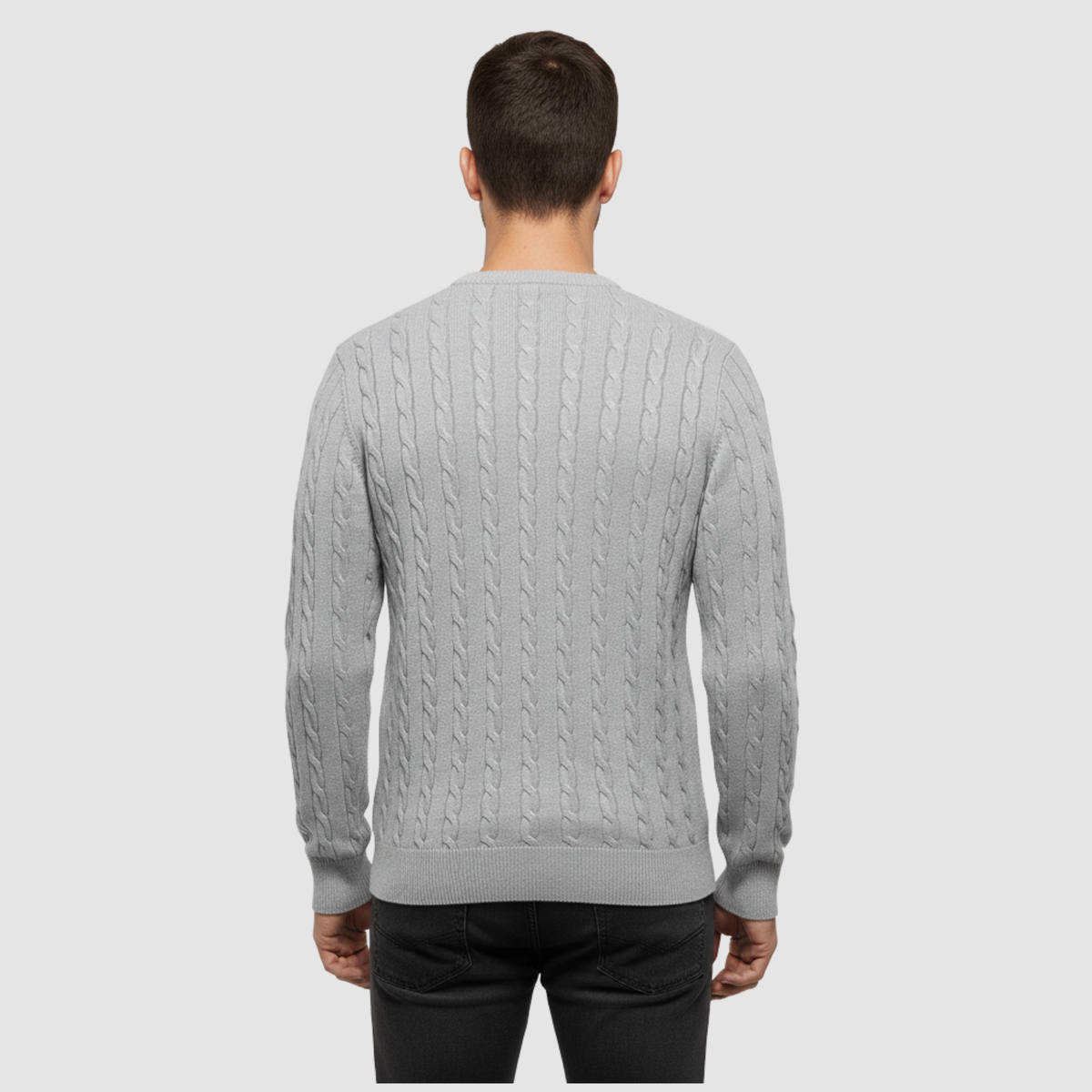 Pull Homme Maille Torsadée – Col Rond Style Polo Chaud | Élégance Casual Automne Hiver