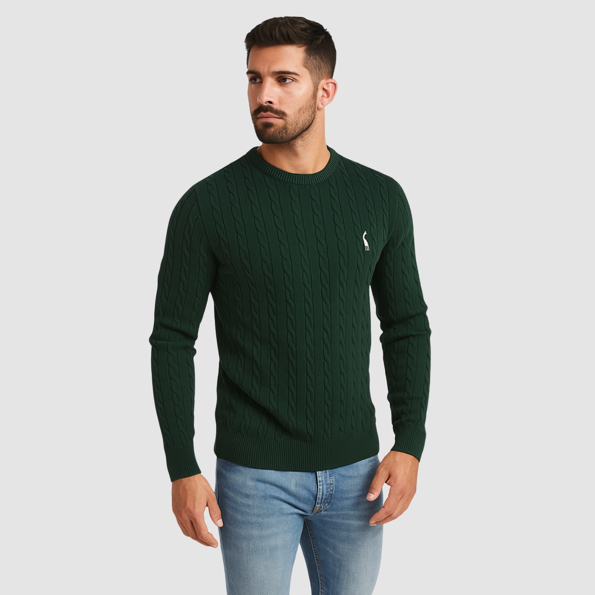 Pull Homme Maille Torsadée – Col Rond Style Polo Chaud | Élégance Casual Automne Hiver