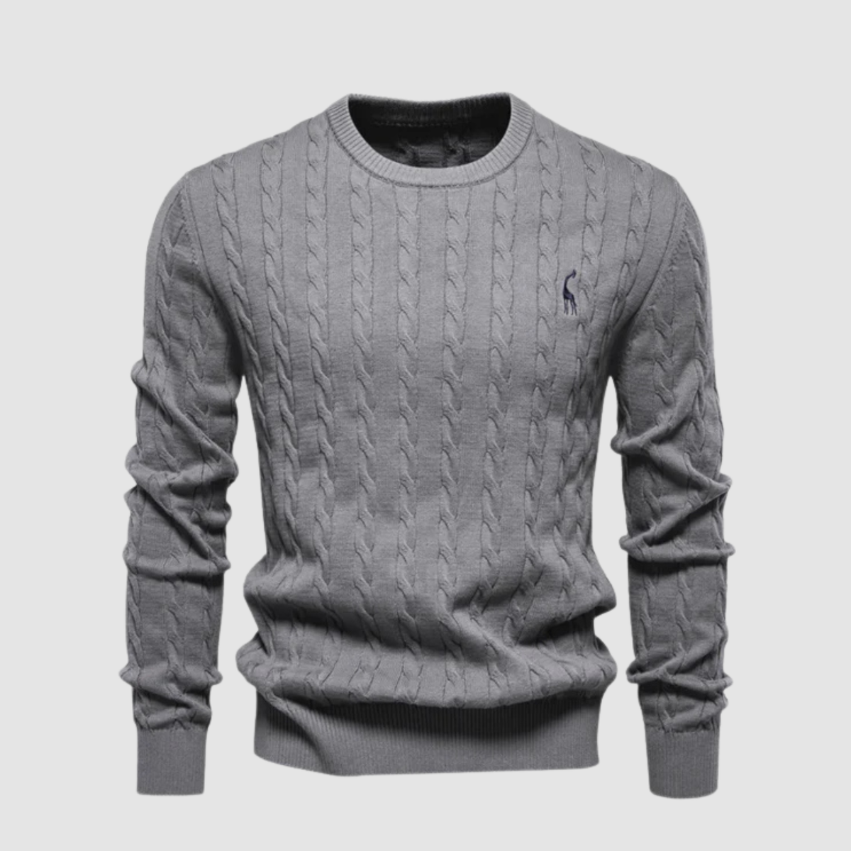 Pull Homme Maille Torsadée – Col Rond Style Polo Chaud | Élégance Casual Automne Hiver