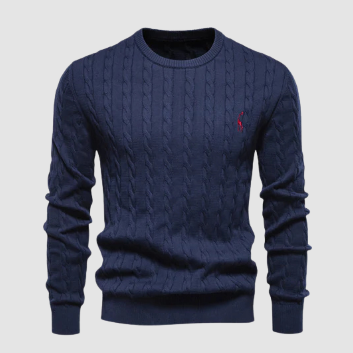 Pull Homme Maille Torsadée – Col Rond Style Polo Chaud | Élégance Casual Automne Hiver