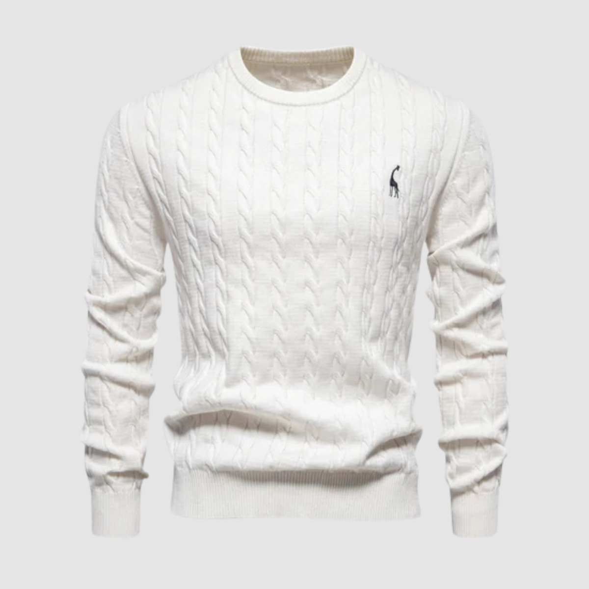 Pull Homme Maille Torsadée – Col Rond Style Polo Chaud | Élégance Casual Automne Hiver