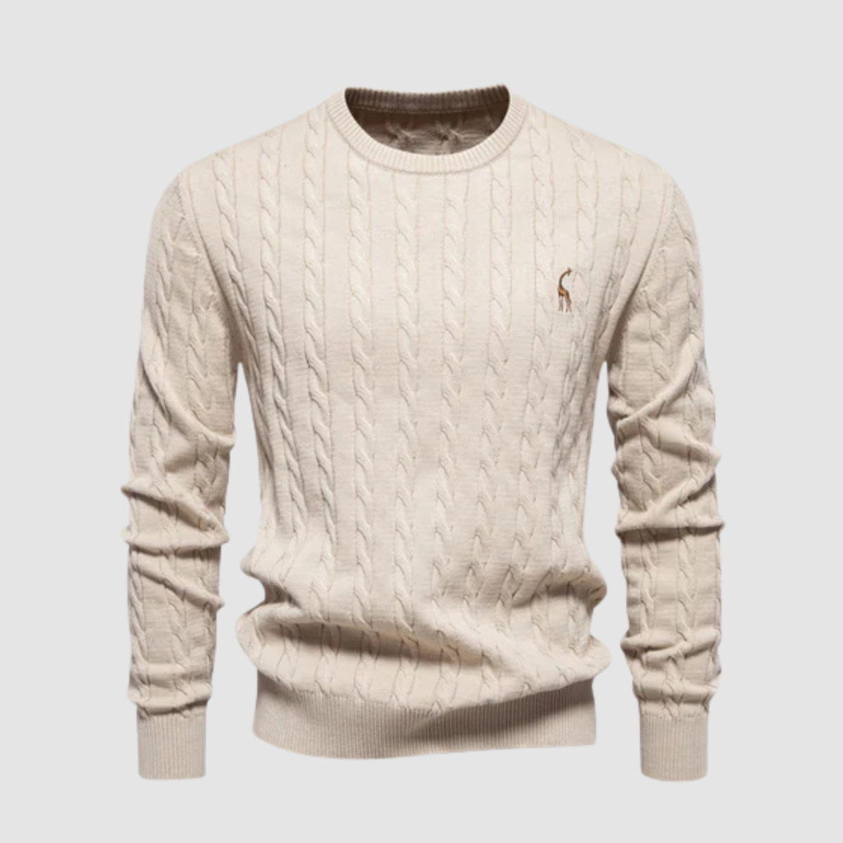Pull Homme Maille Torsadée – Col Rond Style Polo Chaud | Élégance Casual Automne Hiver