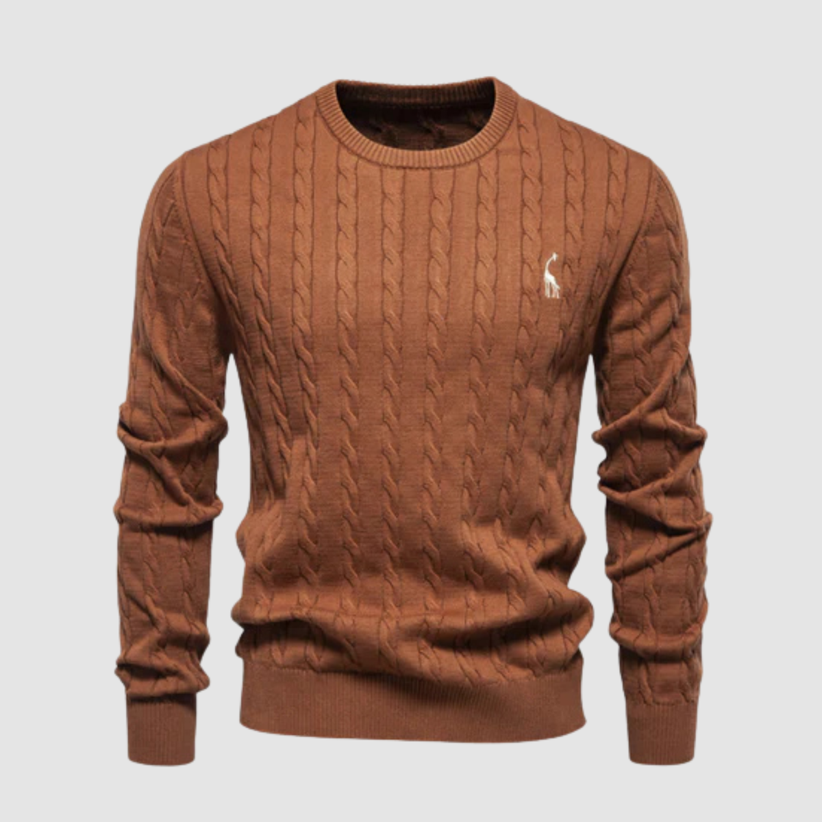Pull Homme Maille Torsadée – Col Rond Style Polo Chaud | Élégance Casual Automne Hiver