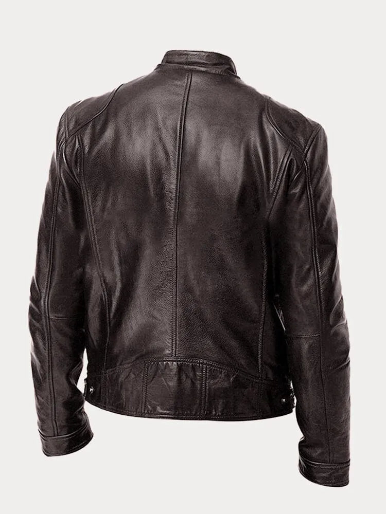 Veste Homme Similicuir – Fermeture Zippée Col Montant | Style Moderne Casual Automne Hiver