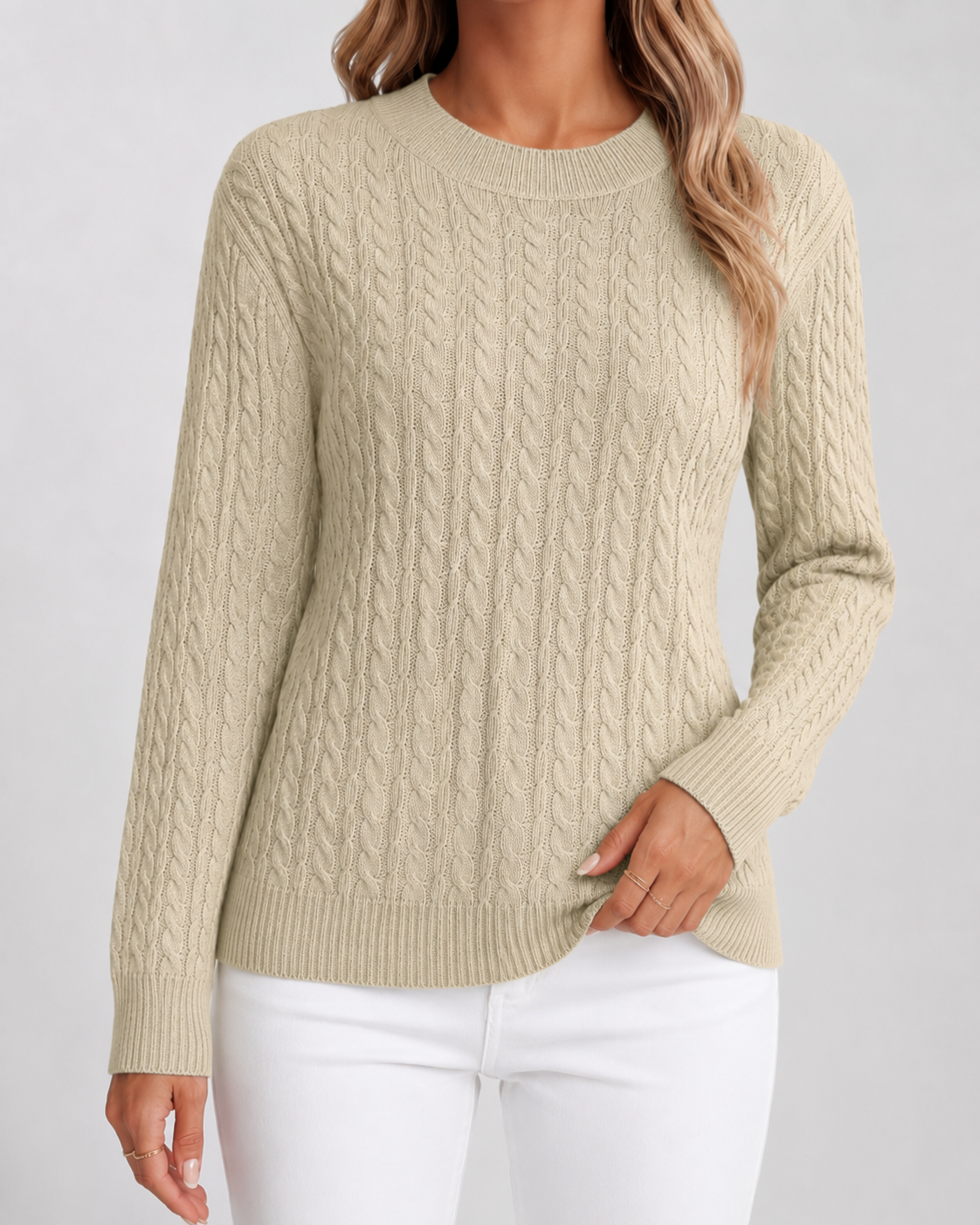 Pull Femme Col Rond Torsades Classiques – Maille Douce | Intemporel & Chaleureux