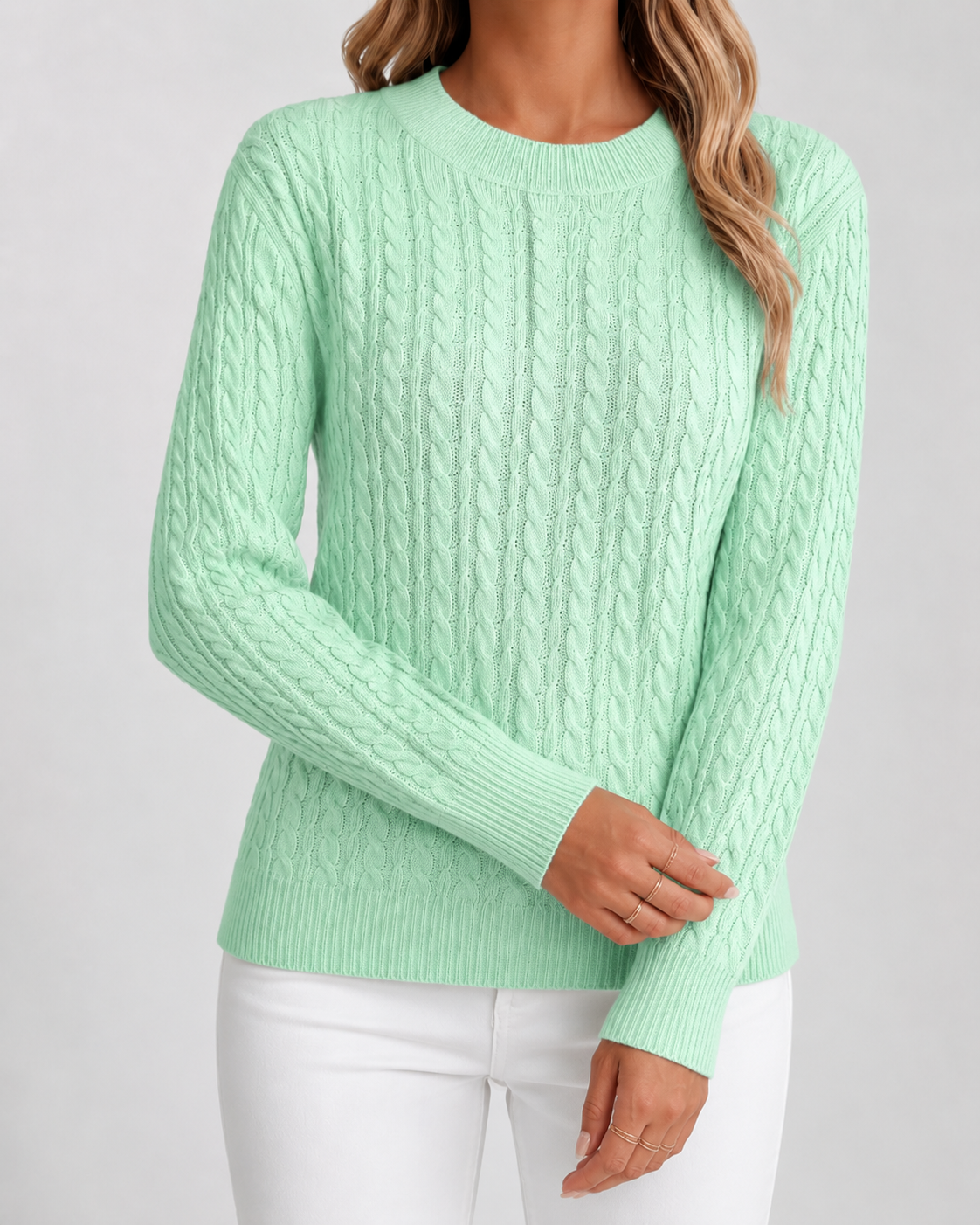 Pull Femme Col Rond Torsades Classiques – Maille Douce | Intemporel & Chaleureux