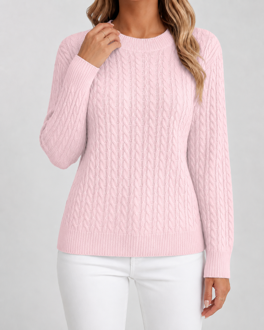 Pull Femme Col Rond Torsades Classiques – Maille Douce | Intemporel & Chaleureux