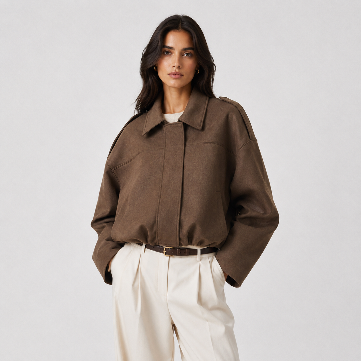 Veste Femme Suédine – Coupe Décontractée Style Casual Chic | Élégance Raffinée Automne Hiver