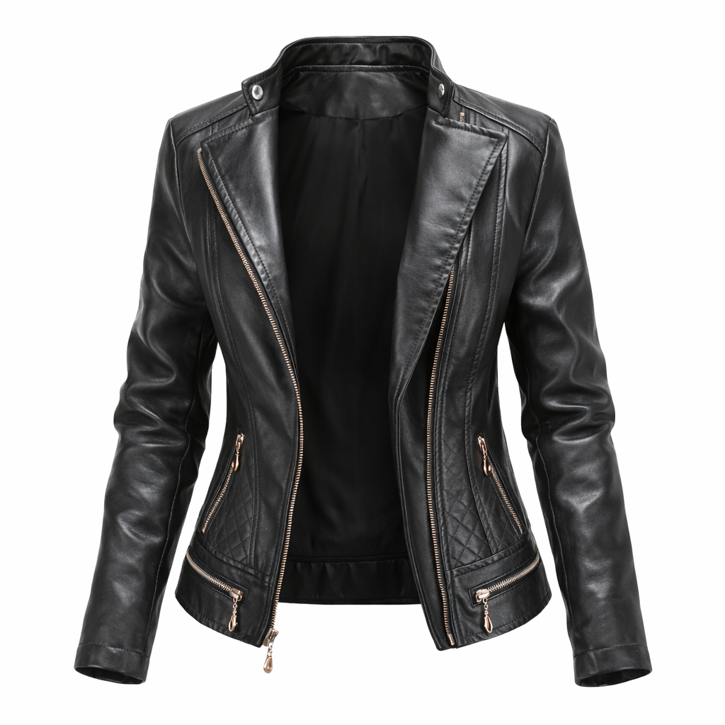 Blouson Biker Femme Cuir Véritable Matelassé – Coupe Ajustée | Dream Edition
