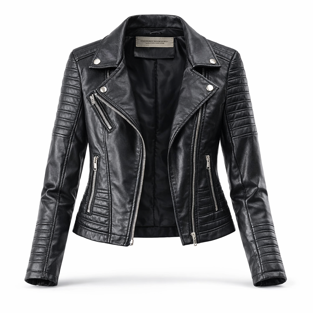 Blouson Biker Femme Cuir Véritable Matelassé – Coupe Slim Élégante | Roma Edition