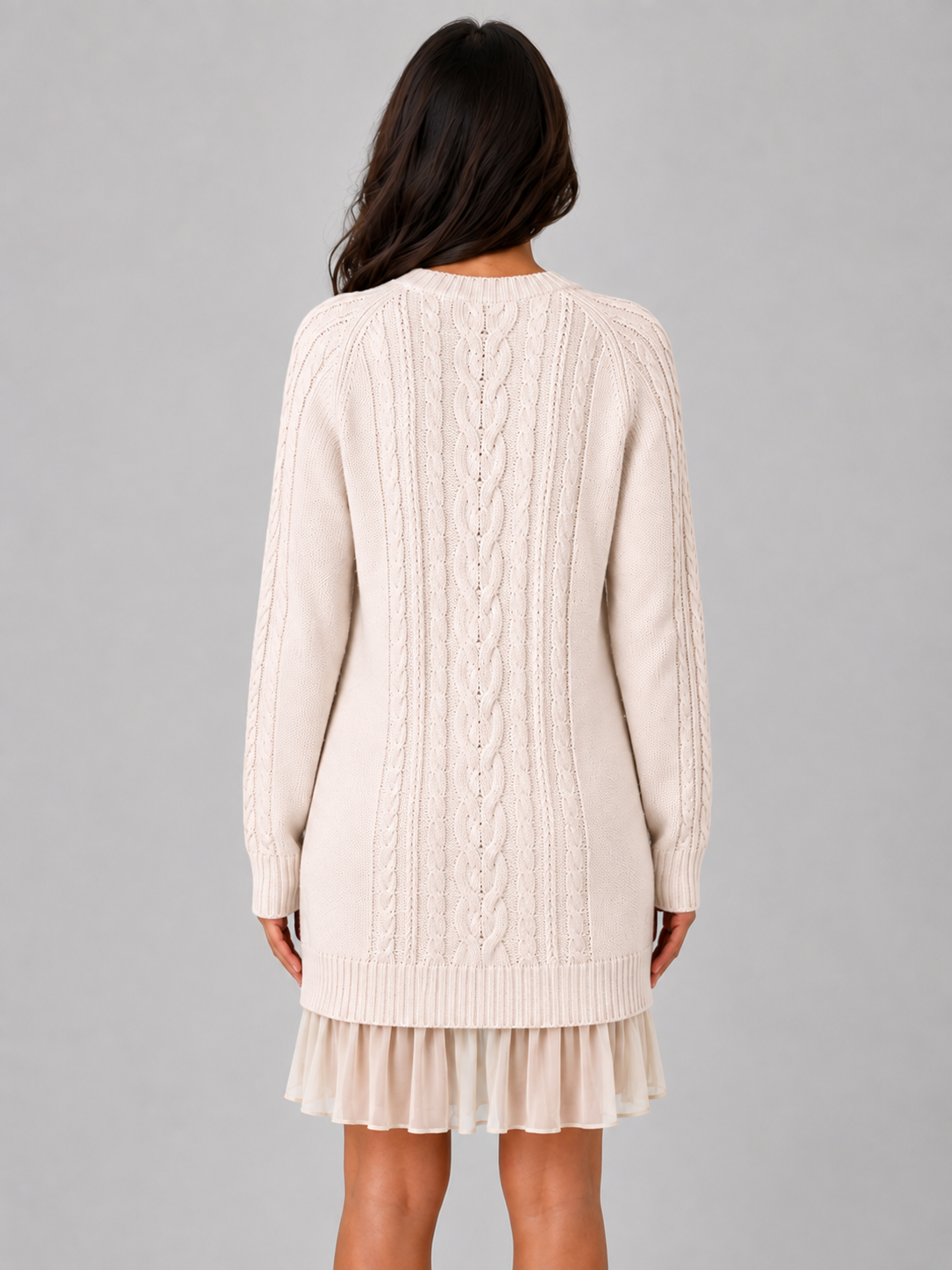 Robe Pull Femme Cable Knit – Col Rond Manches Longues Torsades | Chic & Chaleureux Hiver