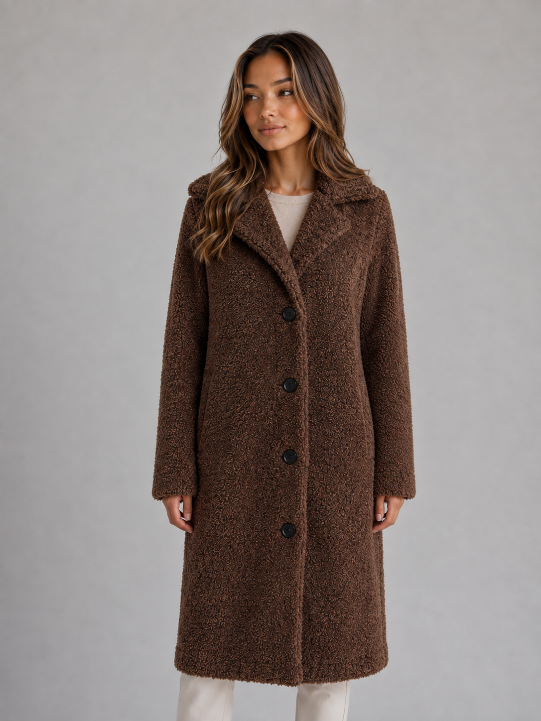 Manteau Long Femme Teddy Fleece – Capuche Coupe Oversize | Chaleur & Douceur Hiver
