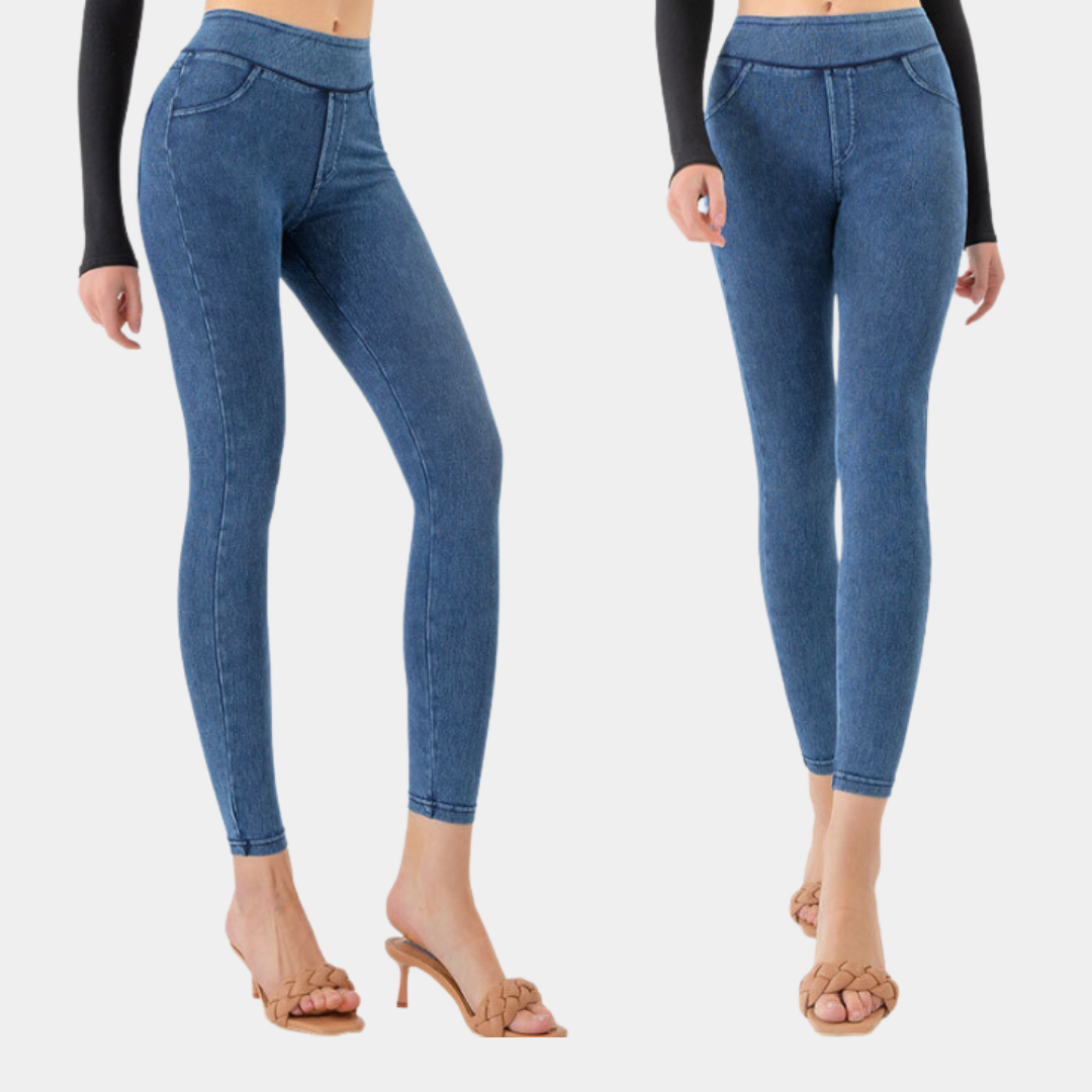 Yara pantalon skinny femme effet denim à taille haute