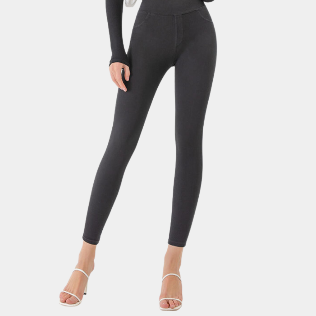 Yara pantalon skinny femme effet denim à taille haute