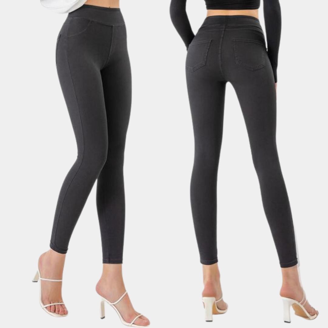Yara pantalon skinny femme effet denim à taille haute