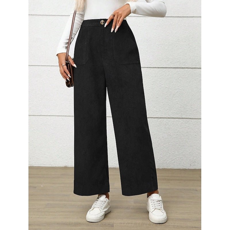 Pantalon Large Femme Taille Haute Marron Foncé – Jambe Ample | Aura Pantalon Palazzo
