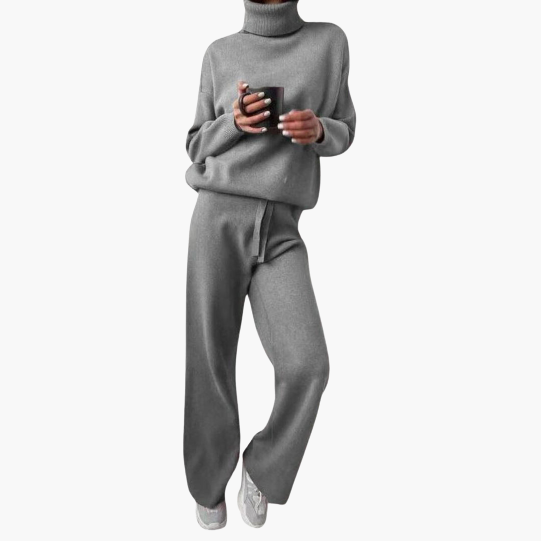 Ensemble Col Roulé Tricot Femme – Pull & Pantalon Coordonné | Everly Loungewear Hiver