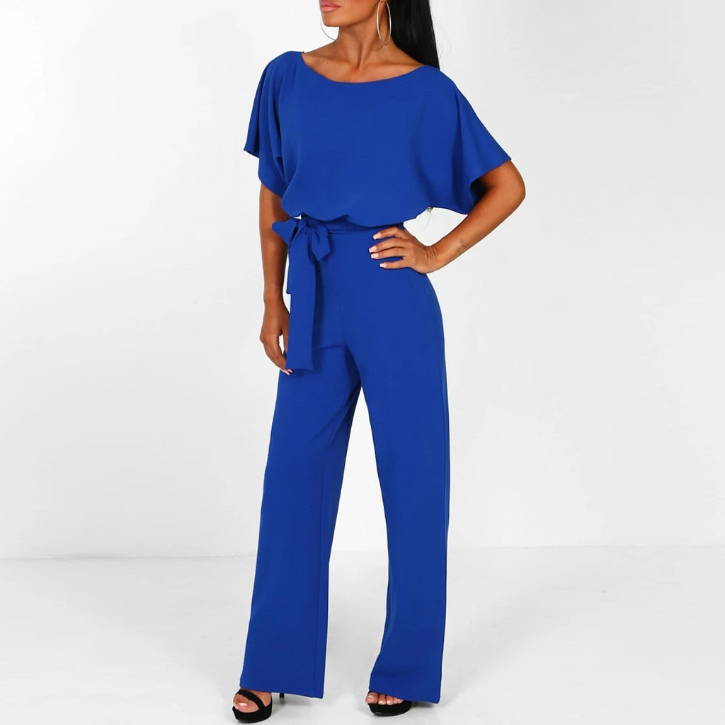 Combinaison Femme Jambe Large Ceinturée – Dos Porte-Clé | Élégance Polyvalente
