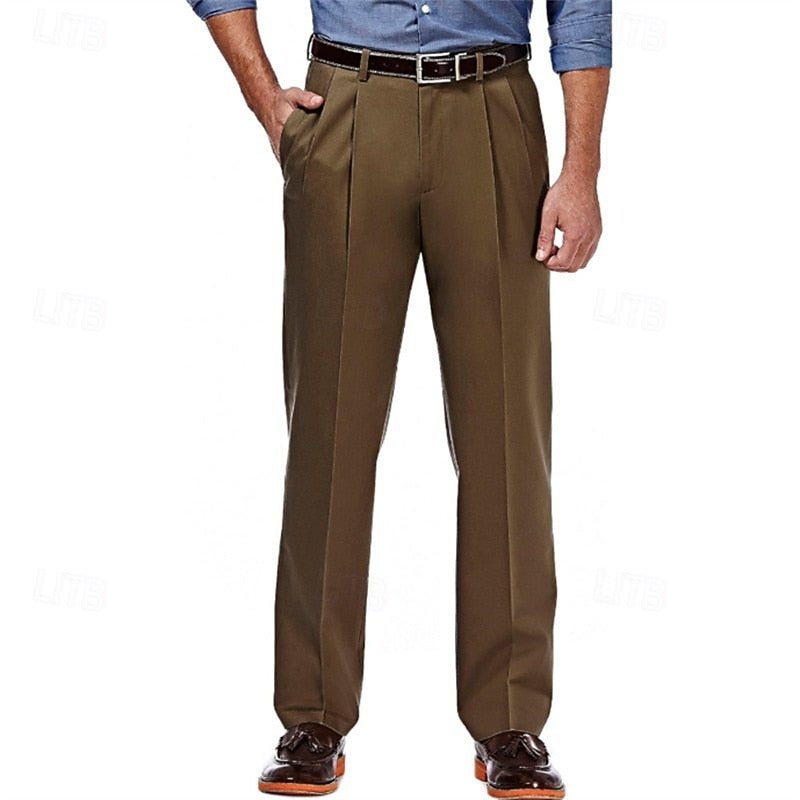 Pantalon à Pinces Homme Classique – Coupe Droite Polyvalente | Justin Pantalon Élégant