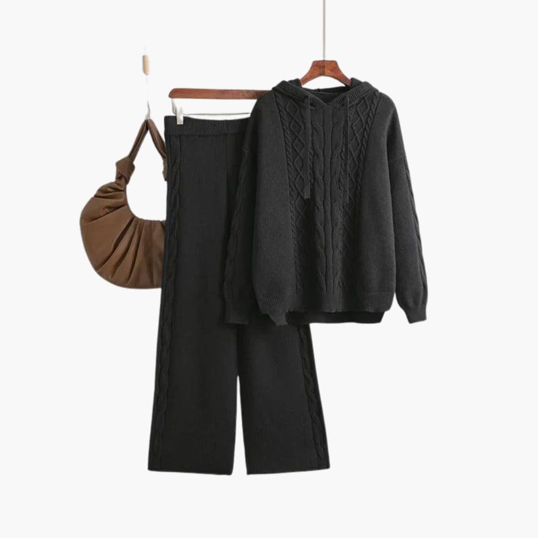 Ensemble Hoodie Oversize & Pantalon Large Femme – Maille Douce Taille Unique | Natalie Hiver