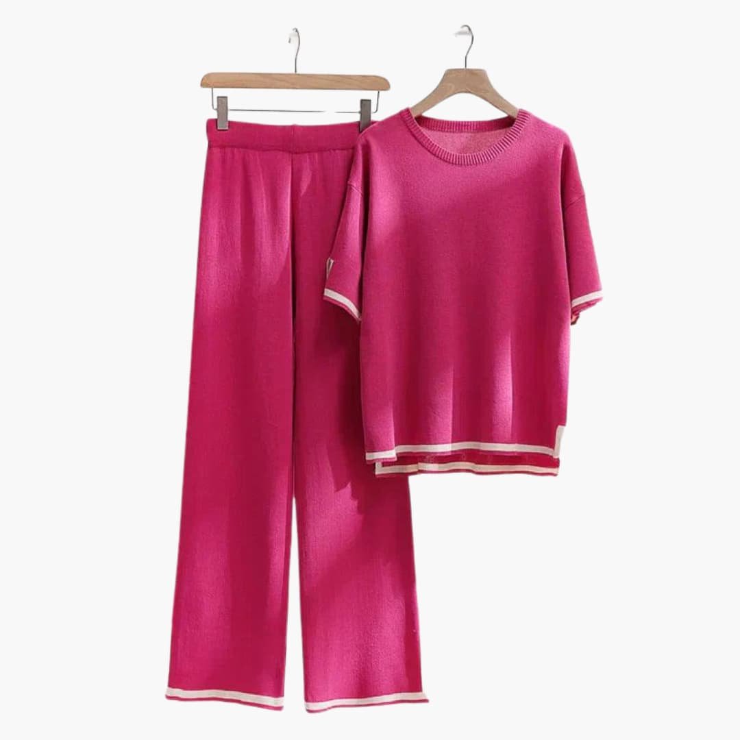 Ensemble Deux Pièces Femme Maille Texturée – Pull & Pantalon | Victoria Style Hiver Automne