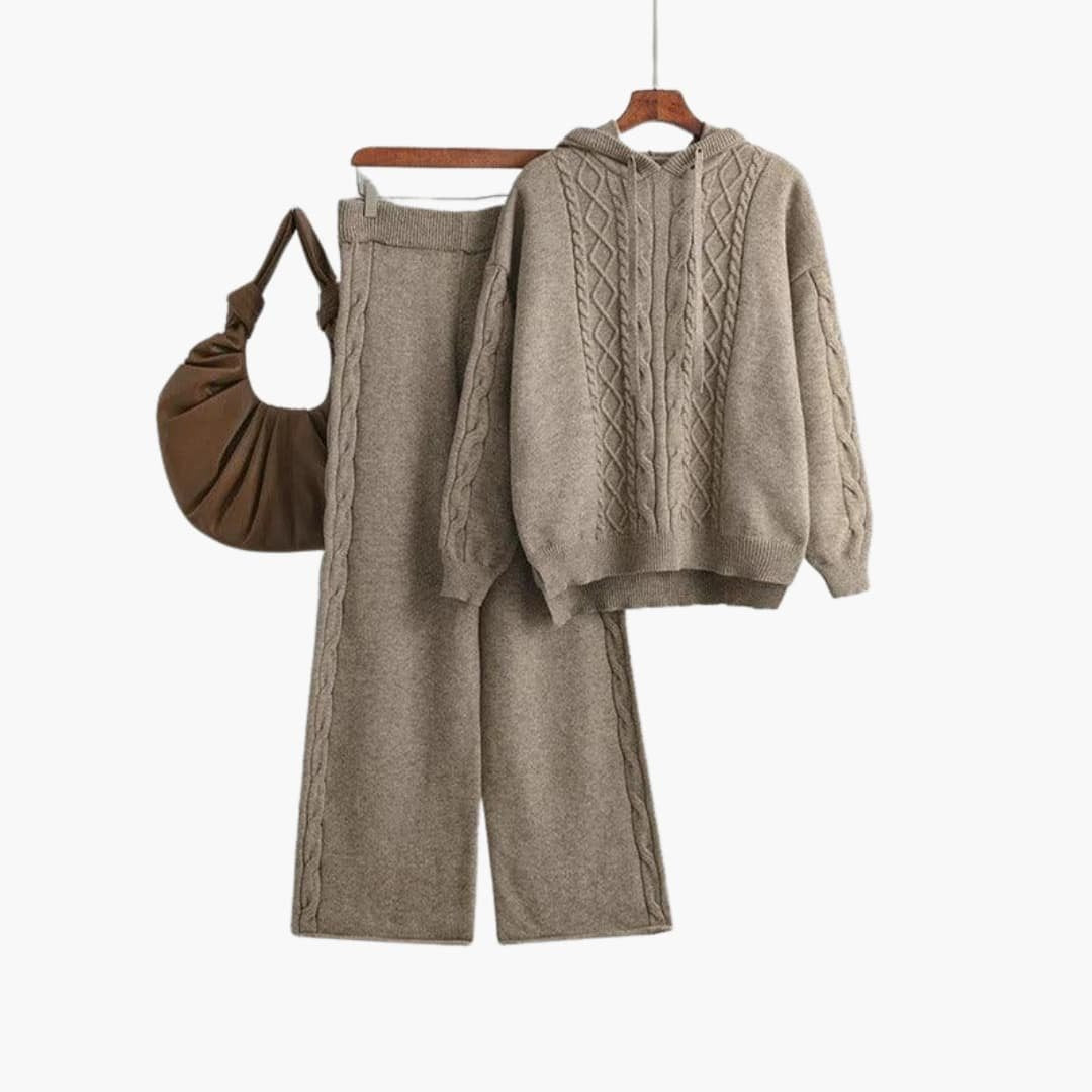 Ensemble Hoodie Oversize & Pantalon Large Femme – Maille Douce Taille Unique | Natalie Hiver