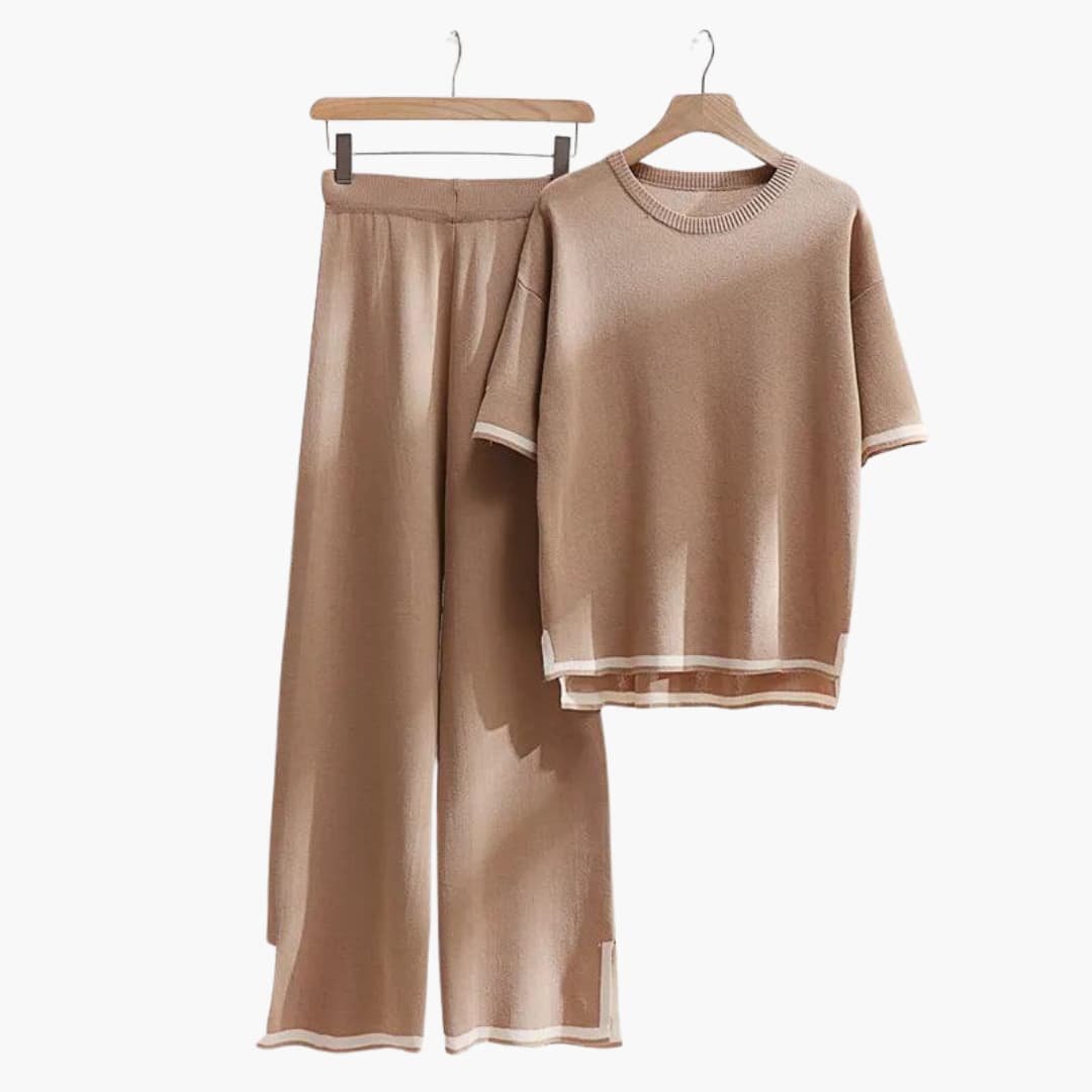 Ensemble Deux Pièces Femme Maille Texturée – Pull & Pantalon | Victoria Style Hiver Automne