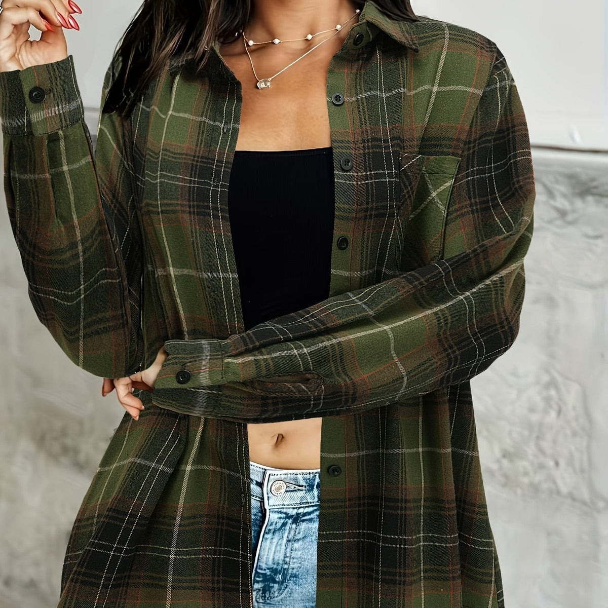 Veste Carreaux Femme Classique – Coupe Décontractée Intemporelle | Caroline Lumberjack Automne