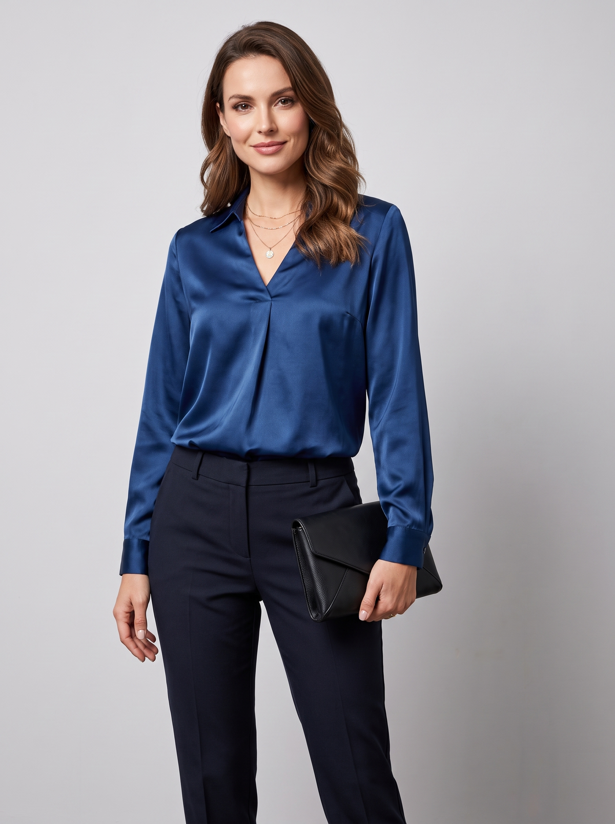 Blouse Satin Bleu