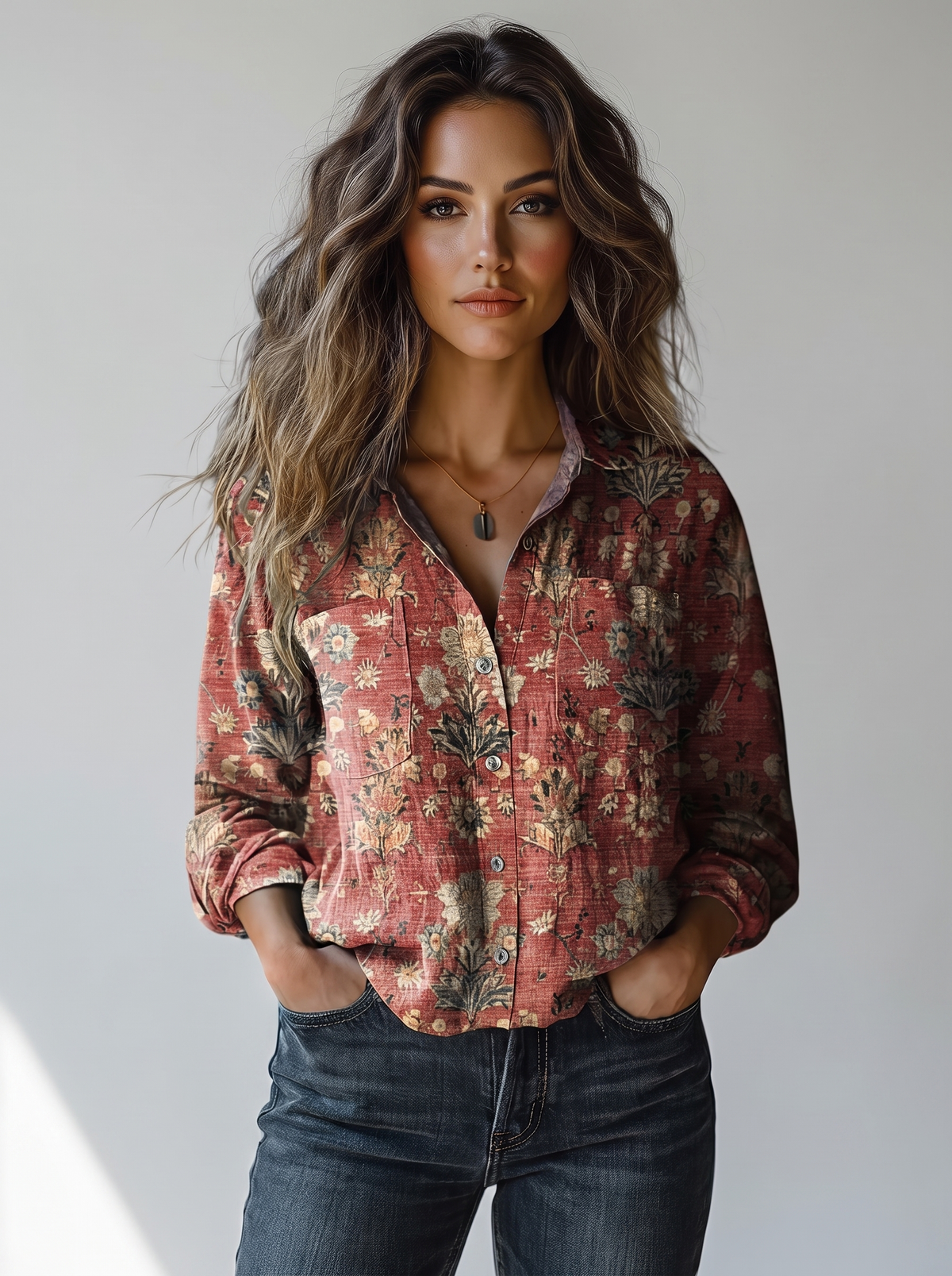 Blouse Florale Rouge