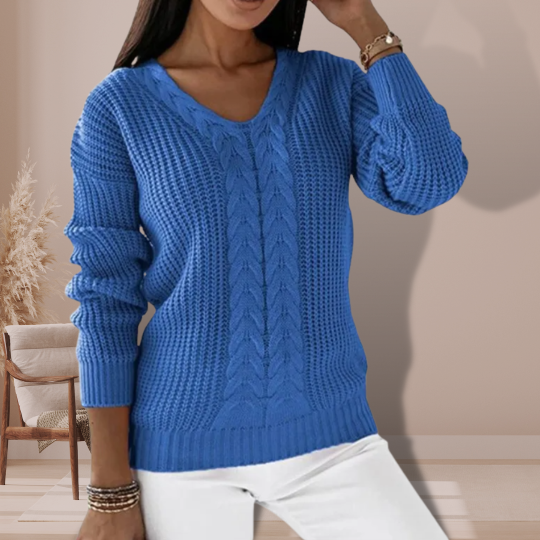 Pull Femme Col V Maille – Tissu Doux Manches Longues | Style Casual Chic Intemporel