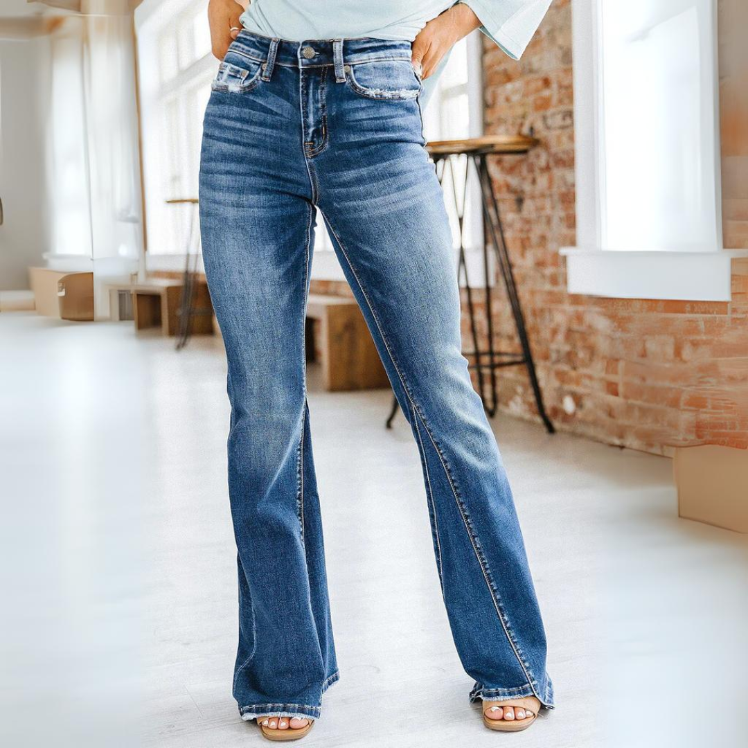 Élise | jean flare femme à taille haute et coupe ajustée