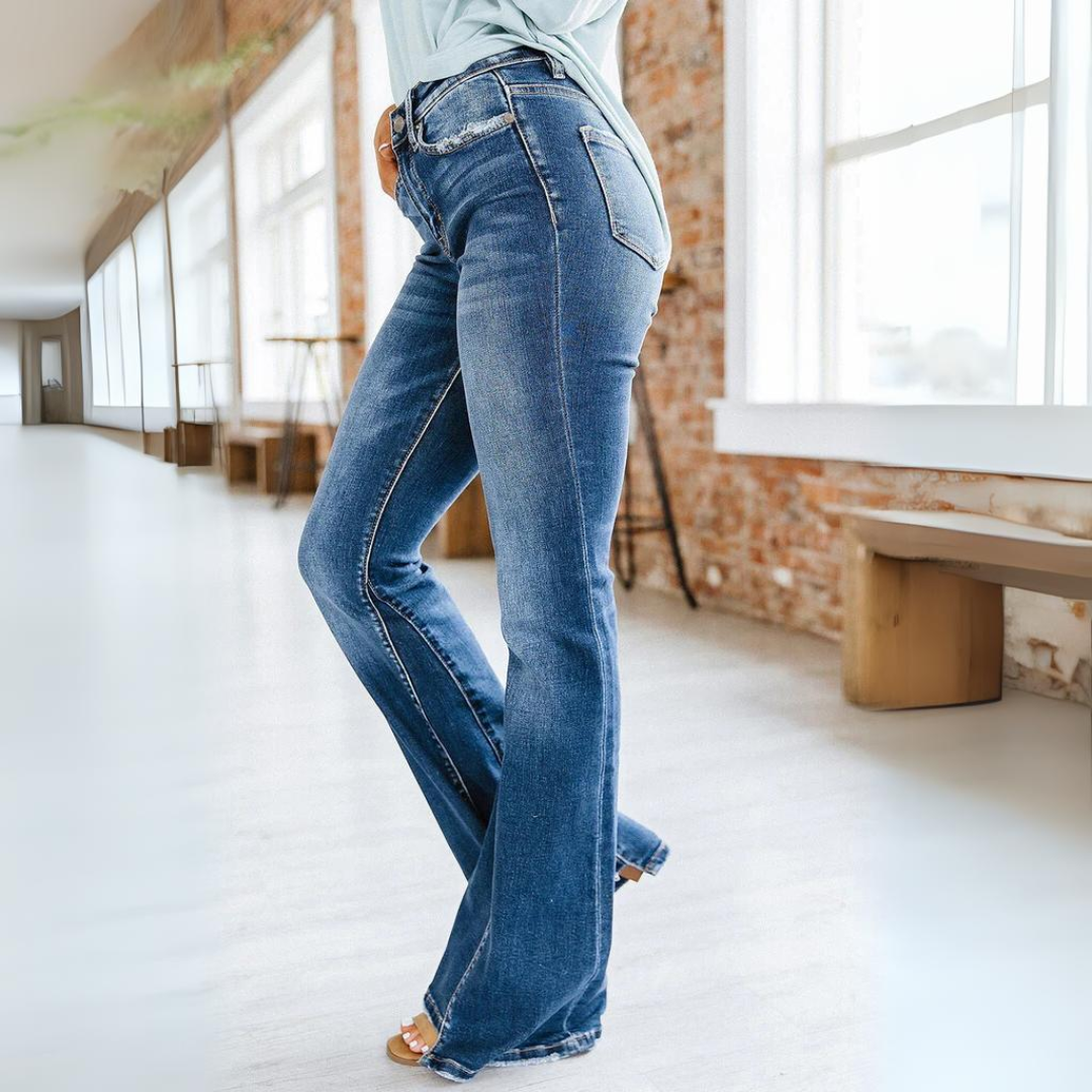 Élise | jean flare femme à taille haute et coupe ajustée