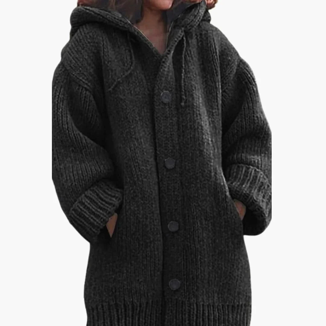 Gilet Long Femme à Capuche – Coupe Ample Texturée | Chaleur & Confort Décontracté