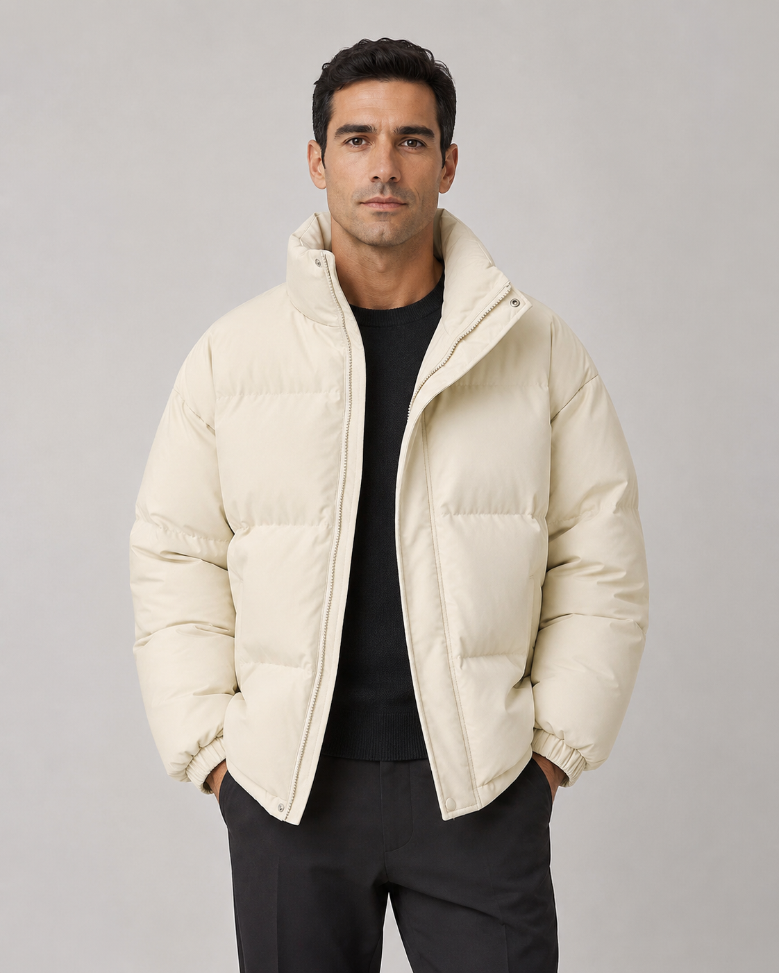 Doudoune Homme Oversize Col Droit – Rembourrage Chaud Imperméable | Style Urbain Hiver