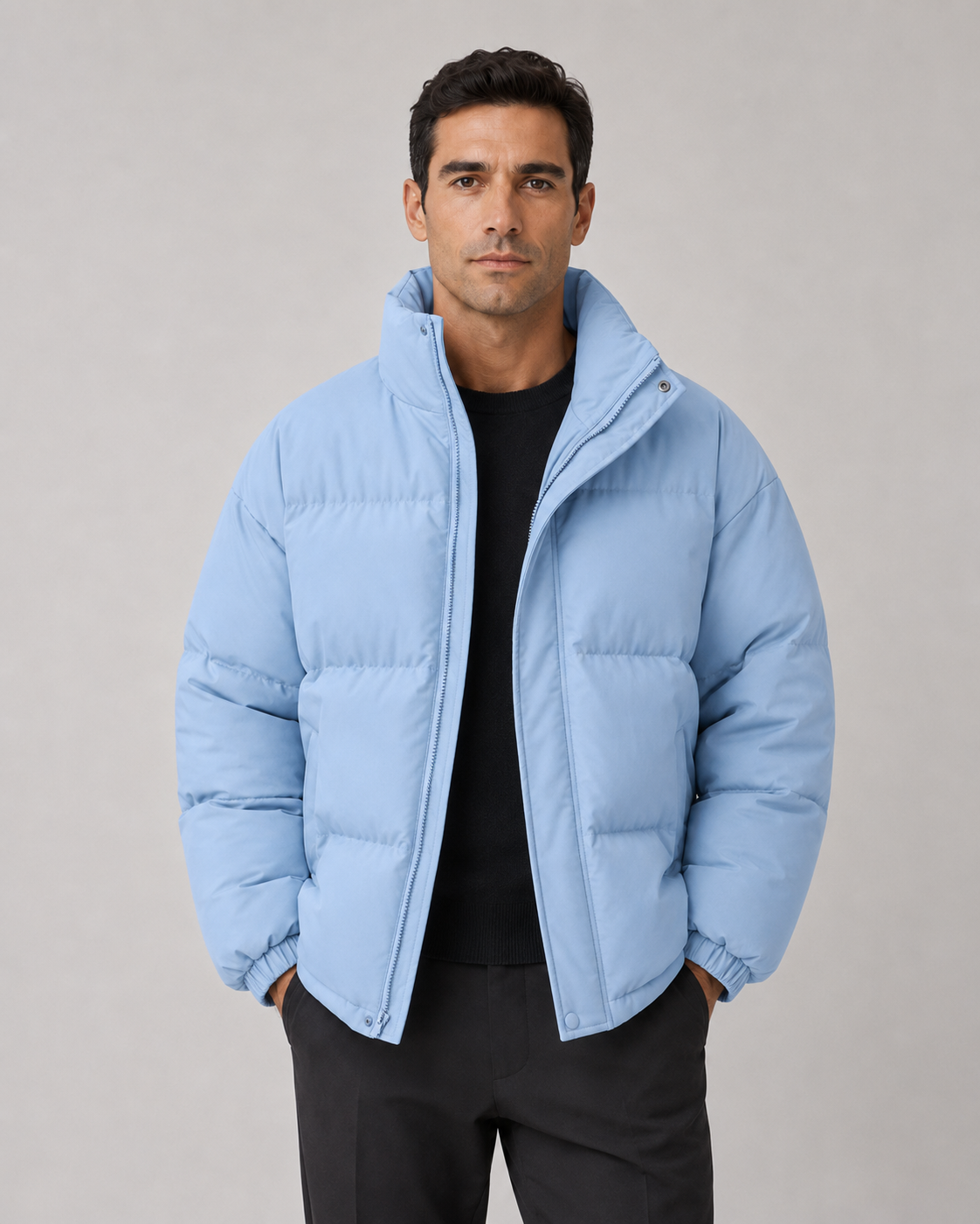 Doudoune Homme Oversize Col Droit – Rembourrage Chaud Imperméable | Style Urbain Hiver