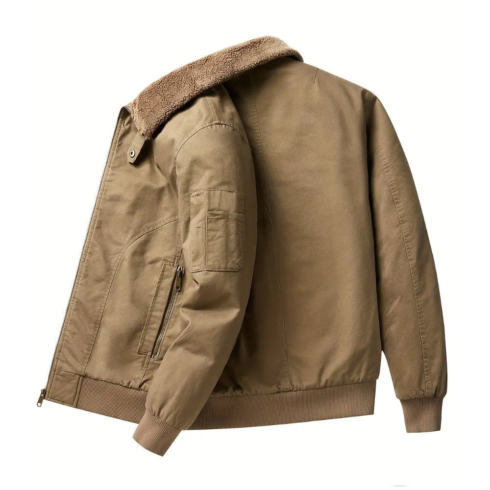 Blouson Bomber Homme Col Sherpa – Fermeture Zippée Doublure Complète | Style Urbain Casual