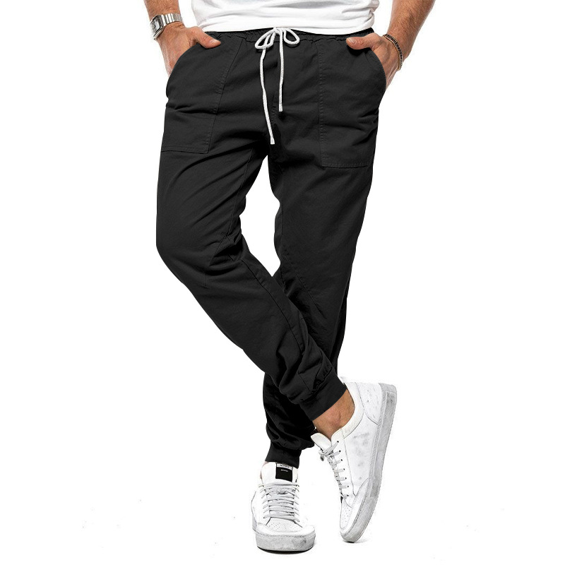 Jogging Homme Slim – Taille Élastique Cordon Poches Patch Chevilles Resserrées | Confort & Style