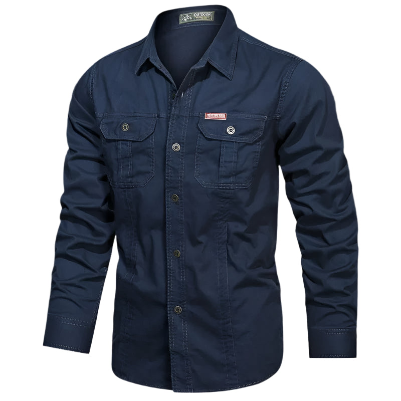 Chemise Homme Manches Longues Boutons – Poches Poitrine Coupe Regular | Casual & Fonctionnel