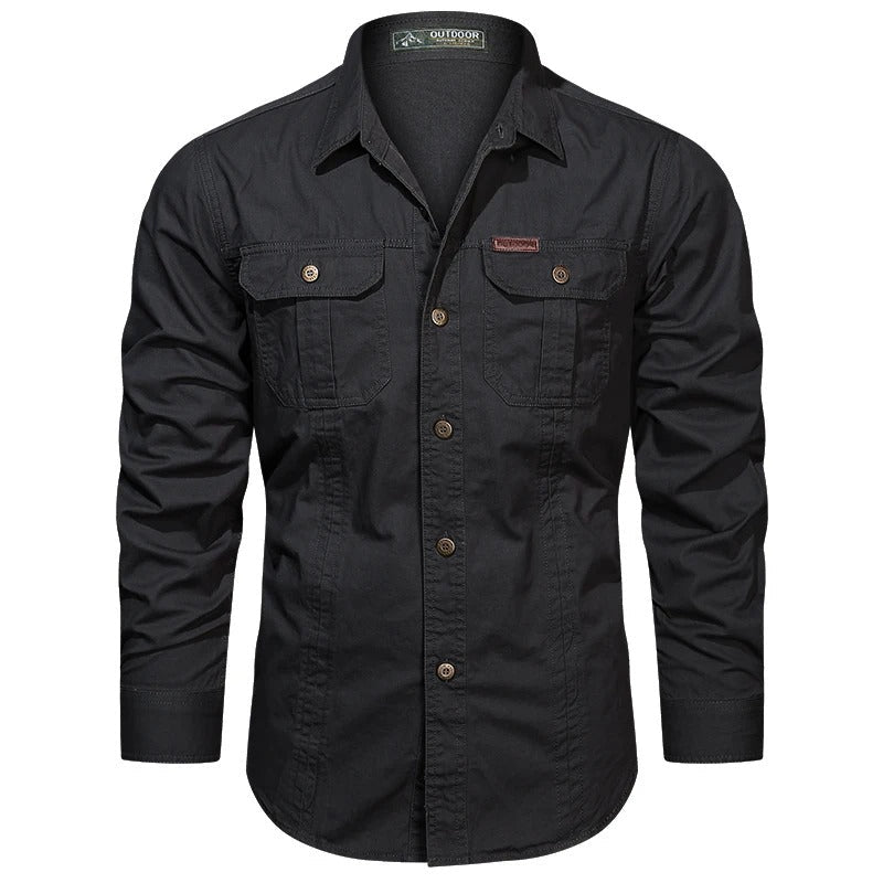 Chemise Homme Manches Longues Boutons – Poches Poitrine Coupe Regular | Casual & Fonctionnel