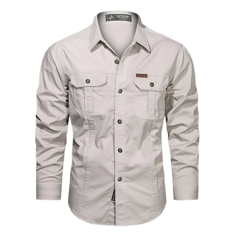 Chemise Homme Manches Longues Boutons – Poches Poitrine Coupe Regular | Casual & Fonctionnel