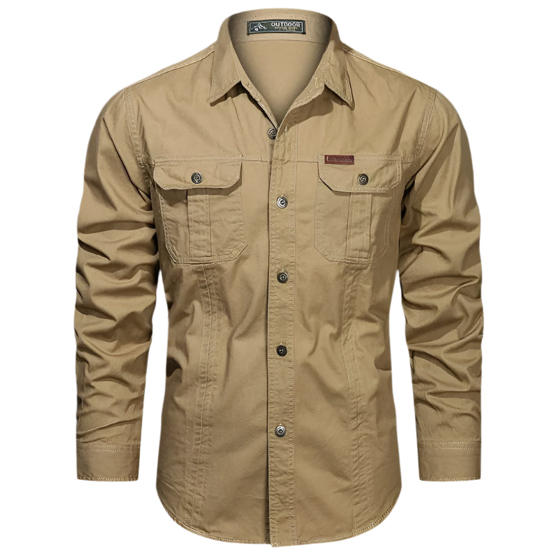 Chemise Homme Manches Longues Boutons – Poches Poitrine Coupe Regular | Casual & Fonctionnel