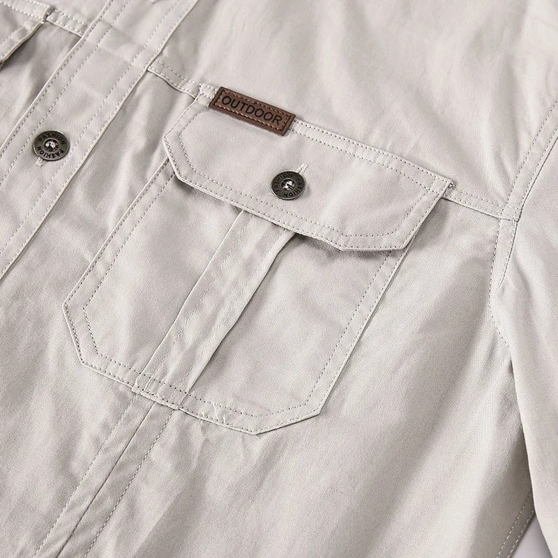 Chemise Homme Manches Longues Boutons – Poches Poitrine Coupe Regular | Casual & Fonctionnel