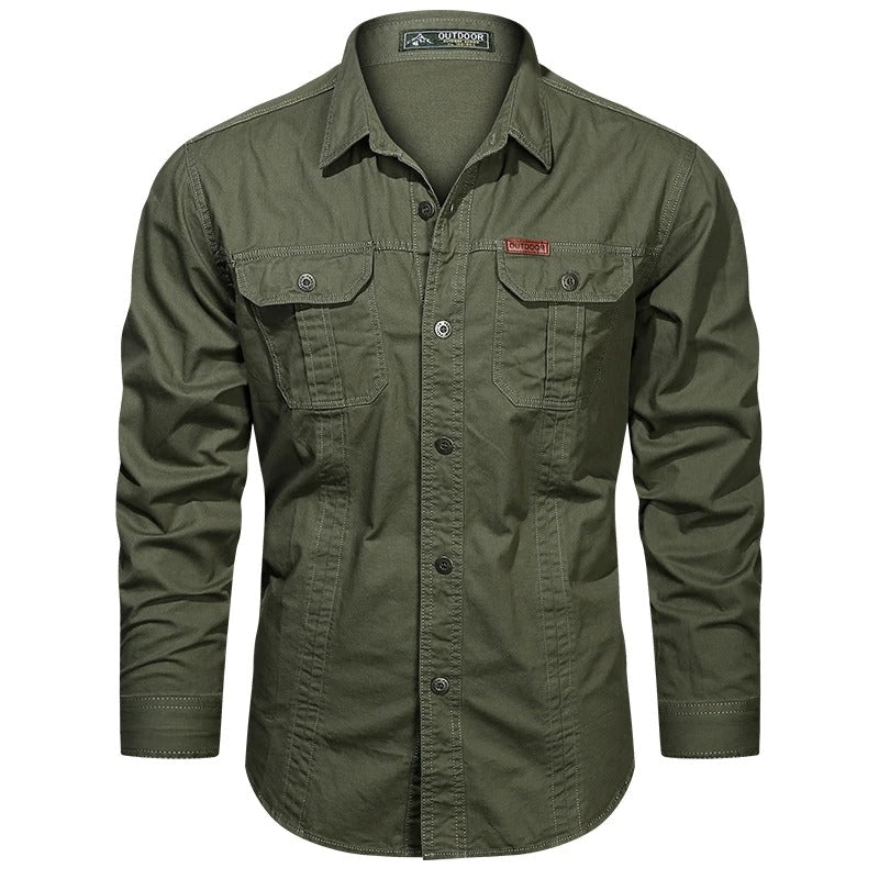 Chemise Homme Manches Longues Boutons – Poches Poitrine Coupe Regular | Casual & Fonctionnel