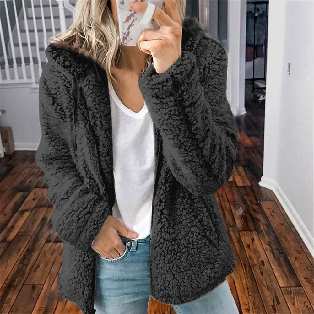Veste Polaire Femme à Capuche – Doublure Chaude Zippée | Confort Automne Hiver